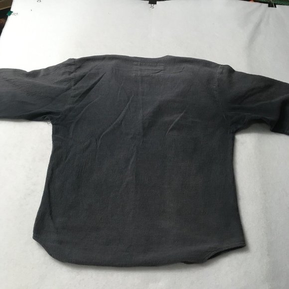 Cotton Palm V NECK 1/4 Button Front large camp paradise relax gray Vintage beach - Picture 6 of 8